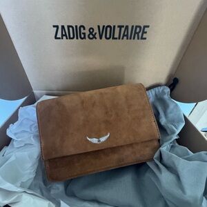 NEW Zadig and Voltaire Brown Suede Bag